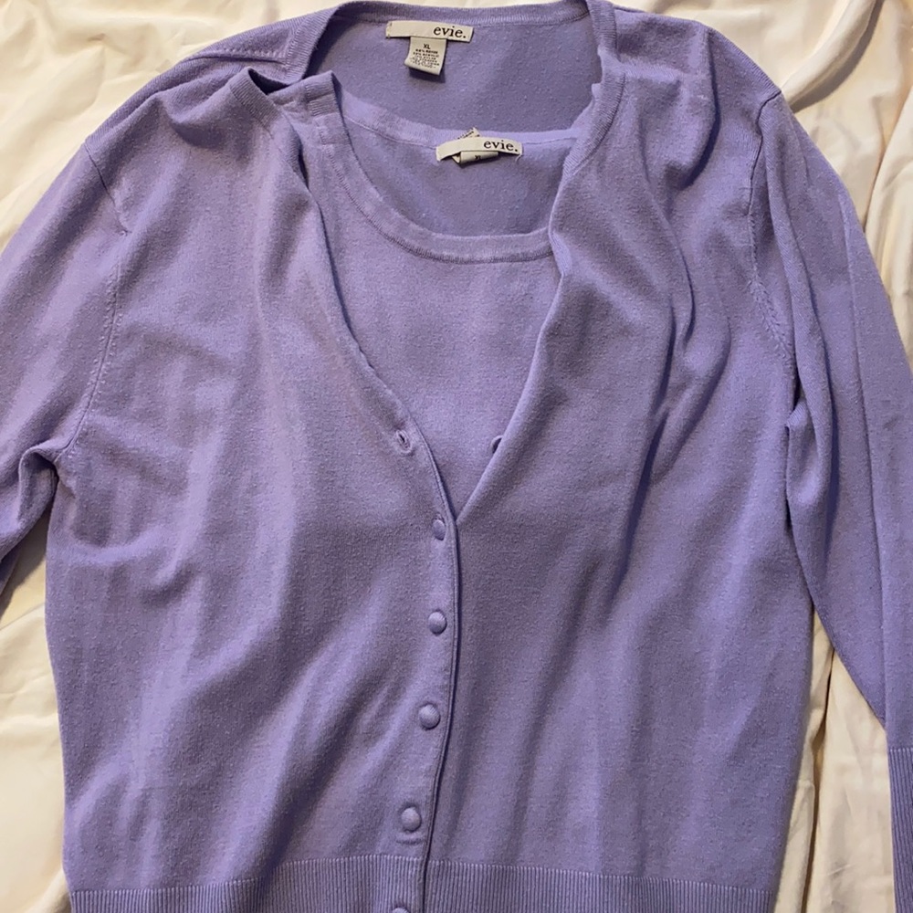 Purple cardigan with vest shirt
